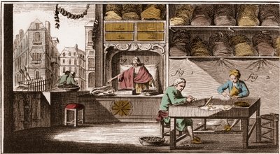 Bouchonnier, कॉर्क स्टॉपर्स का निर्माण - "" La Grande Encyclopédie, ou Dictionnaire Raisonne des Sciences, des Arts et des Metiers" (एनसाइक्लोपीडिया या डिक्शनरी ऑफ द साइंसेज, आर्ट्स एंड प्रोफेशन) डेनिस डाइडरोट (1713-1784) और जीन डी'एलेम् द्वारा फ्रेंच स्कूल