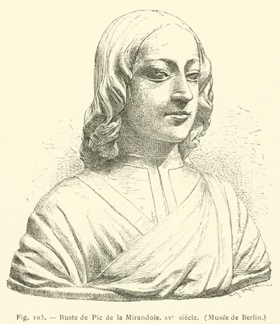 पिक डे ला मिरांडोल की प्रतिमा, १५वीं शताब्दी, बर्लिन संग्रहालय (उत्कीर्णन) द्वारा फ्रेंच स्कूल
