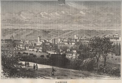 काहोर - लॉट - मिडी-पाइरेनीस - वीए माल्ट-ब्राउन द्वारा "इलस्ट्रियस फ़्रांस: भूगोल, इतिहास, सांख्यिकीय प्रशासन" में उत्कीर्णन। १८८४ द्वारा फ्रेंच स्कूल