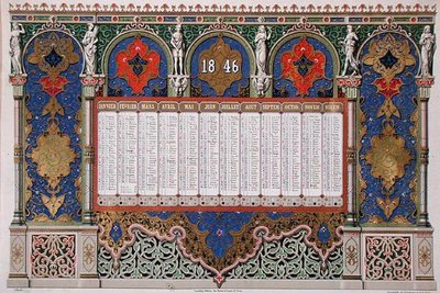 1846 के लिए कैलेंडर, c.1845 (रंग लिथो) द्वारा फ्रेंच स्कूल