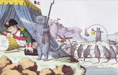 एल्बा पर नेपोलियन बोनापार्ट (1769-1821) का कैरिकेचर, c.1814-15 द्वारा फ्रेंच स्कूल