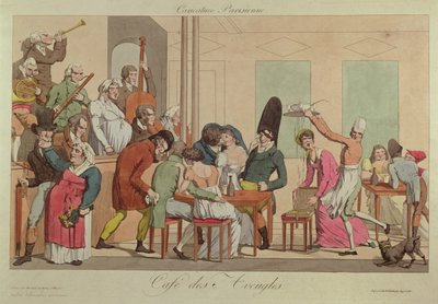 कैफ़े डेस एविगल्स का कैरिकेचर, c.1800 द्वारा फ्रेंच स्कूल