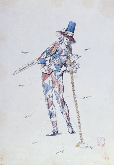 कैरिकेचर व्यंग्य फ्रेंच अभिजात वर्ग की भावनाएं, c.1792 द्वारा फ्रेंच स्कूल