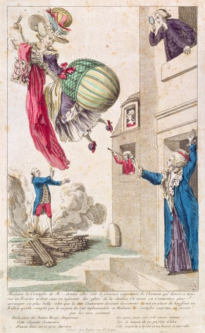 कार्टून हास्यास्पद फैशन और गुब्बारा, c.1783-4 द्वारा French School