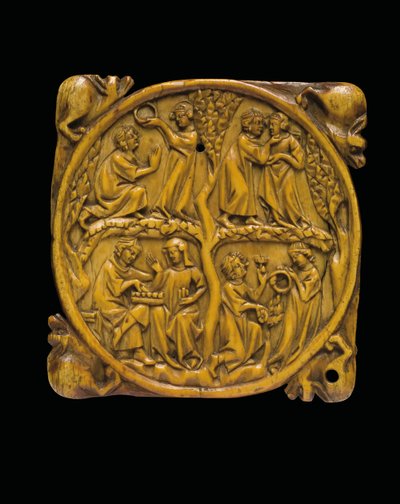 नक्काशीदार दर्पण केस कवर, पेरिस, c.1310-20 द्वारा फ्रेंच स्कूल