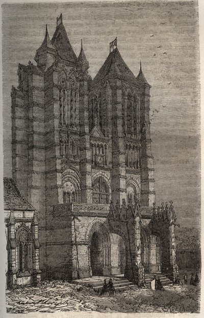 ओइस, पिकार्डी में कैथेड्रेल नोट्रे-डेम डी नोयोन - विक्टर ड्यूरुय (1811-1894) द्वारा "हिस्टोइरे डी फ्रांस" में उत्कीर्णन - 1882 द्वारा फ्रेंच स्कूल