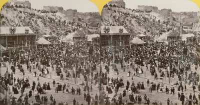 Montmartre, पेरिस, त्रिविम दृश्य में उत्सव, c.1860 द्वारा फ्रेंच स्कूल