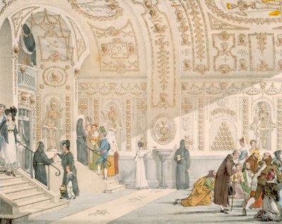 चैपल ऑफ द डेड, विलेन द्वारा उकेरा गया, पब 1820 (रंग उत्कीर्णन) द्वारा फ्रेंच स्कूल