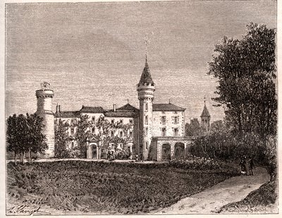 Chateau de Lamartine - 71520 सेंट पॉइंट - VA माल्ट-ब्राउन द्वारा "ला फ्रांस इलस्ट्रेशन: भूगोल, इतिहास, सांख्यिकीय प्रशासन" में उत्कीर्णन। १८८४ द्वारा फ्रेंच स्कूल