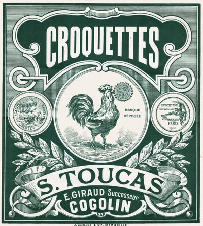 चिकन Croquettes। c.1900 (उत्कीर्णन) द्वारा फ्रेंच स्कूल