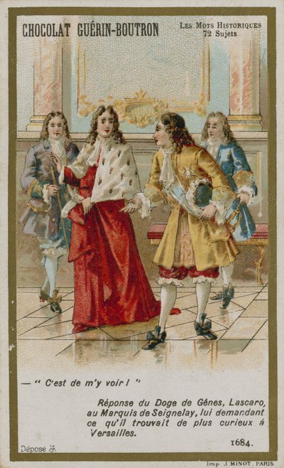 Chocolat Guerin-Boutron व्यापार कार्ड, ऐतिहासिक शब्द श्रृंखला द्वारा फ्रेंच स्कूल