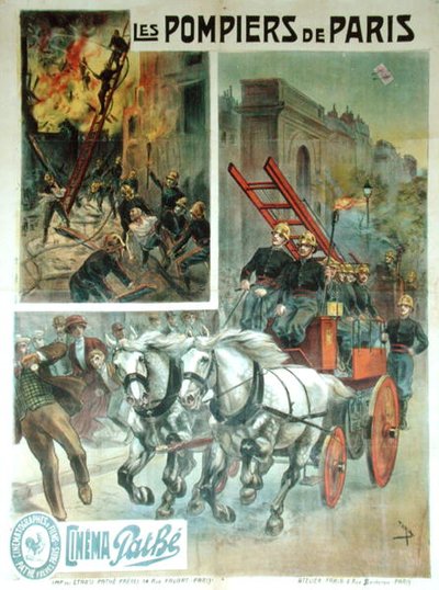 सिनेमा पोस्टर विज्ञापन 'लेस पॉम्पियर्स डी पेरिस', 1914 से पहले (कलर लिथो) द्वारा फ्रेंच स्कूल