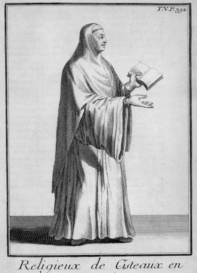 गाना बजानेवालों की आदत में सिस्तेरियन नन, c.1700 (उत्कीर्णन) द्वारा फ्रेंच स्कूल