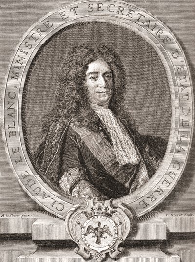 क्लाउड ले ब्लांक, 1669 1728. एशियन शासन के फ्रांसीसी शाही अधिकारी और युद्ध के लिए दो बार राज्य सचिव। लेस हेयर्स लाइब्रेस से 1908 प्रकाशित। द्वारा फ्रेंच स्कूल