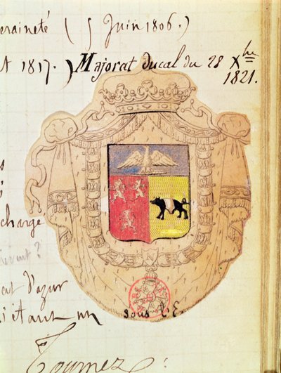 चार्ल्स मौरिस डे तललेइरैंड-पेरीगॉर्ड (1754-1838) प्रिंस ऑफ बेनेवेंटो के हथियारों का कोट द्वारा फ्रेंच स्कूल