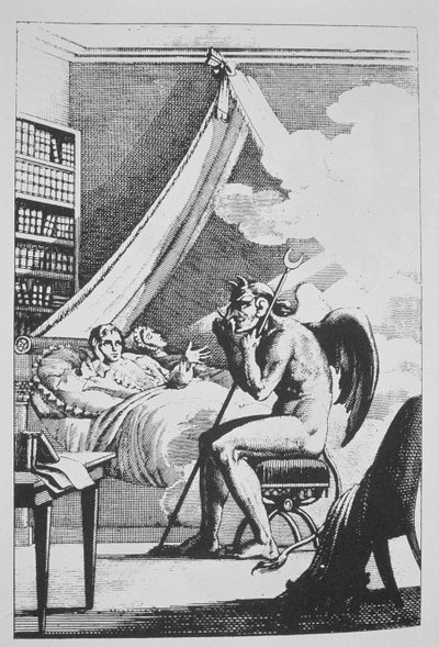 Collin de Plancy (1793-1887) शैतान के साथ बातचीत करते हुए Le Diable Peint par Lui-meme (1825) ने 19 वीं सदी के अंत में प्रकाशित जादू के इतिहास में चित्रित किया द्वारा फ्रेंच स्कूल