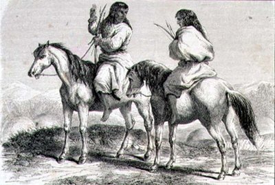 1860 के दशक में कॉमंच इंडियंस (उत्कीर्णन) द्वारा फ्रेंच स्कूल