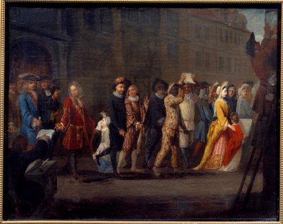 Commedia dell'Arte: "" इटालियन कॉमेडी के उन्मूलन के बाद कॉमेडियन की बर्खास्तगी"" किंग लुई XIV ने सीधे निर्देशित नाटक "" द फॉल्स प्रूड "" के लिए 4/05/1697 को प्राचीन इतालवी कॉमेडी के थिएटर को बंद कर दिया। फ्रेंकोइ द्वारा फ्रेंच स्कूल