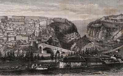 कॉन्स्टेंटाइन (अल्जीरिया) - वीए माल्ट-ब्राउन द्वारा "" ला फ्रांस इलस्ट्रेशन: भूगोल, इतिहास, सांख्यिकीय प्रशासन "" में उत्कीर्णन। 1884 द्वारा फ्रेंच स्कूल