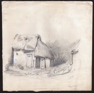 फ्रांस में कॉटेज। (ड्राइंग, सीए। 1830) द्वारा फ्रेंच स्कूल