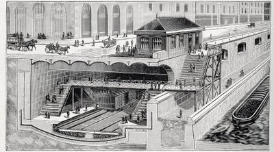 "ला नेचर" 1899 . में पेरिस में सेंट मिशेल स्टेशन का खंड द्वारा फ्रेंच स्कूल