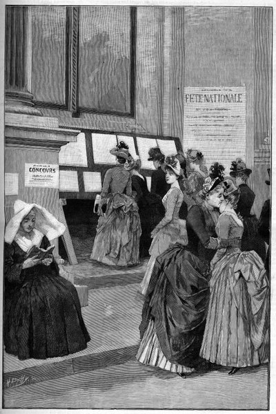 Cour des Tuileries: 1887 में युवा लड़कियों के लिए Hotel de Ville de Paris में प्रवेश परीक्षा के परिणाम। द्वारा फ्रेंच स्कूल