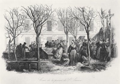 पेरिस सेंट लॉजेर जेल का प्रांगण, सी। 1840 द्वारा फ्रेंच स्कूल