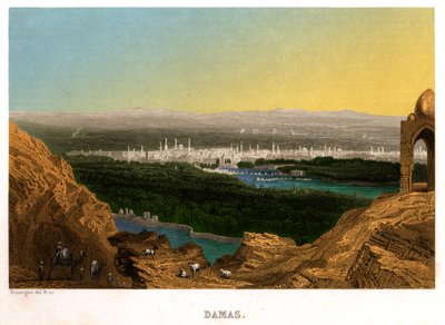 सीरिया में दमिश्क। (उत्कीर्णन, सीए। 1850) द्वारा फ्रेंच स्कूल
