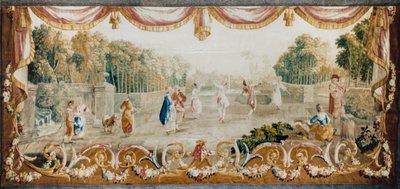 पार्क में नृत्य, ऑब्यूसन टेपेस्ट्री वर्कशॉप, c.1782 (ऊन और रेशम) द्वारा फ्रेंच स्कूल