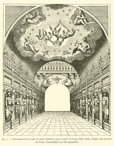 छोटे चैनलेट की तिजोरी, लुईस XIII, 1628 के प्रवेश के लिए, एम बर्नार्डोट द्वारा संप्रेषित समय के उत्कीर्णन के बाद द्वारा फ्रेंच स्कूल