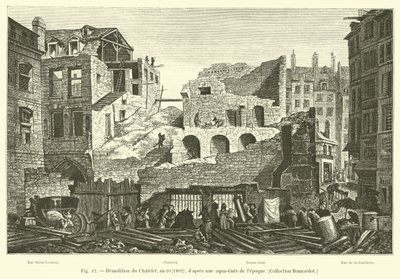 शैलेट का विध्वंस, वर्ष 10, 1802; dapres समय का एक एक्वा-टिंट, संग्रह बोनार्डोट द्वारा फ्रेंच स्कूल