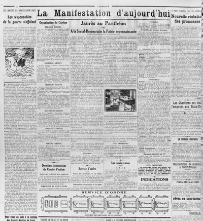 23 नवंबर 1924 (मुद्रित पत्र), LHumanite से दिन का प्रदर्शन, पैंथियन में Jaures द्वारा फ्रेंच स्कूल