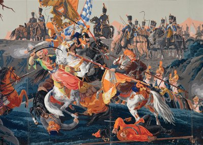 ऑस्ट्रलिट्ज़ की लड़ाई का विस्तार, एक मनोरम वॉलपेपर डिजाइन, 1827-29 (वॉलपेपर) द्वारा फ्रेंच स्कूल