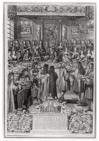30 जनवरी 1687 को कैलेंडर डे विले में 30 जनवरी 1687 को होटल डे विले में लुई XIV (1638-1715) का डिनर द्वारा फ्रेंच स्कूल