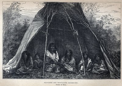 कनाडा से खोजा गया: रॉकीज़ में रहने वाले अमेरिकी भारतीय। यूजीन गुएनिन द्वारा "ला नोवेल फ्रांस" में 19वीं शताब्दी के अंत से उत्कीर्णन। द्वारा फ्रेंच स्कूल