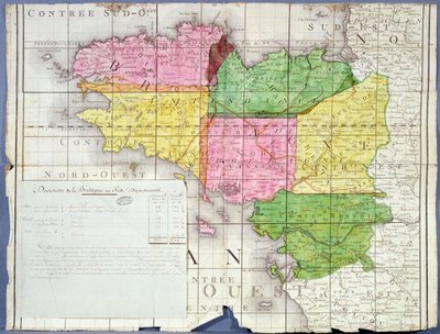 ब्रिटनी का छह विभागों में विभाजन, c.1789-90 (कलर लिथो) द्वारा फ्रेंच स्कूल