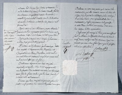 सम्राट नेपोलियन बोनापार्ट (1769-1821) और महारानी जोसेफिन (1763-1814) का तलाक बयान 9 जनवरी 1810 द्वारा फ्रेंच स्कूल