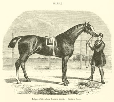 ग्रहण, प्रसिद्ध अंग्रेजी घुड़दौड़ का घोड़ा (उत्कीर्णन) द्वारा फ्रेंच स्कूल