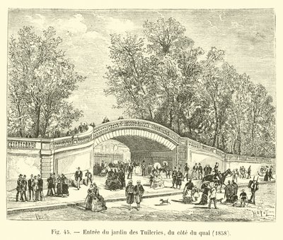 क्वाइल, 1858 के किनारे, टिलरीज गार्डन में प्रवेश द्वारा फ्रेंच स्कूल