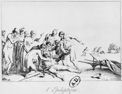 गली में मिर्गी का दौरा, c.1800 द्वारा फ्रेंच स्कूल