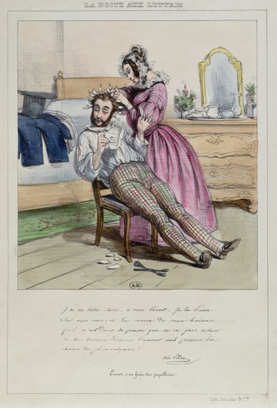 अर्नेस्ट ने अपने बालों को कर्ल किया है, c.1840 द्वारा फ्रेंच स्कूल