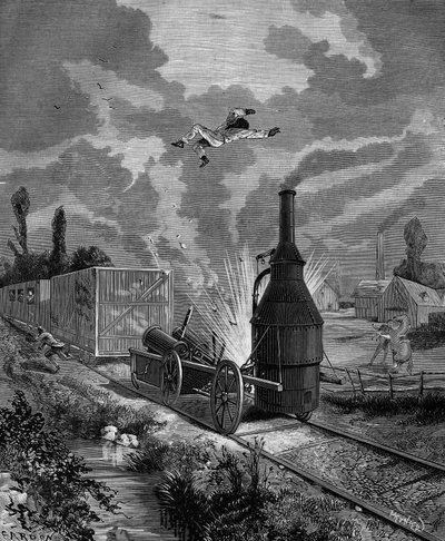 जून 1831 में ('बेस्ट फ्रेंड') पहले अमेरिकी स्टीम इंजनों में से एक के बॉयलर का विस्फोट। बिटर्ड एडॉल्फ 1880 द्वारा "पहली शताब्दियों से आज तक के विज्ञान, आविष्कारों और खोजों के लोकप्रिय इतिहास" में। द्वारा फ्रेंच स्कूल