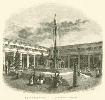 1849 में हुई उद्योग की प्रदर्शनी, बागबानी के लिए आरक्षित कोर्ट (उत्कीर्णन) द्वारा फ्रेंच स्कूल