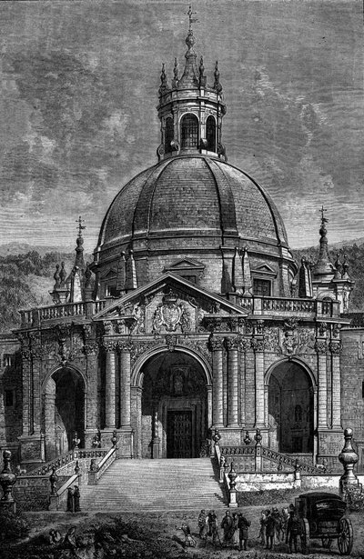 स्पेन में लोयोला के जेसुइट इग्नाटियस के मंदिर का बाहरी दृश्य द्वारा फ्रेंच स्कूल