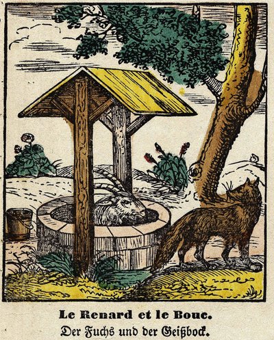 Fables de La Fontaine: लोमड़ी और अच्छा। एपिनल की छवि, 19वीं सदी की पहली छमाही द्वारा फ्रेंच स्कूल