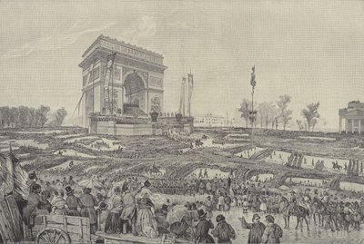 प्लेस डी ल'एटोइल, पेरिस, 20 अप्रैल 1848 (लिथो) पर आर्क डी ट्रायम्फ के सामने बिरादरी का त्योहार द्वारा फ्रेंच स्कूल