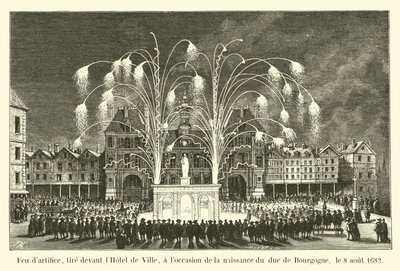 Dartifice को लें, Bourgogne के डक्ट के सामने Hotel de Ville, 1682 के 8 वें दिन तक द्वारा फ्रेंच स्कूल
