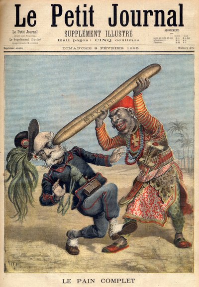 पहला इटालो-इथियोपियाई युद्ध - फ्रांसेस्को क्रिस्पी (1818-1901) का कैरिकेचर और मैकले, इथियोपिया की घेराबंदी में इतालवी हमलावर सेना की हार - 09/02/1896 के "ले पेटिट जर्नल" में (उत्कीर्णन) द्वारा फ्रेंच स्कूल