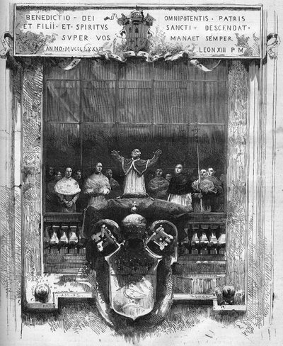 फरवरी 20 पर सेंट पीटर के आंतरिक मंच के शीर्ष से पोप लियोन XIII (लियोन) (1810-1903) का पहला आशीर्वाद द्वारा फ्रेंच स्कूल
