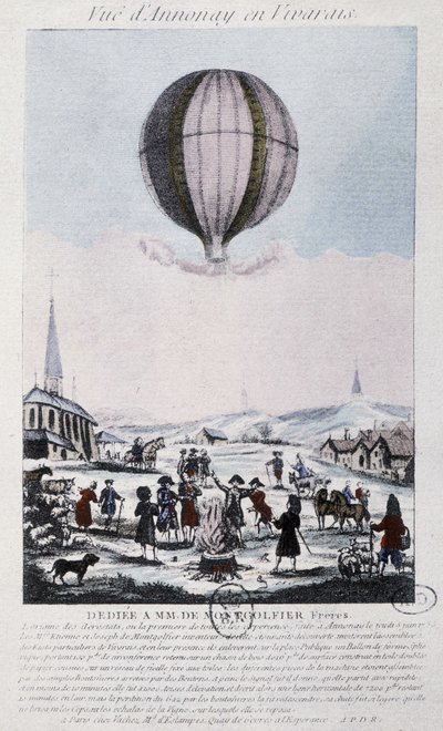 1783 में मोंटगॉल्फियर्स बंधुओं के एनोने के लिए पहली उड़ान द्वारा फ्रेंच स्कूल